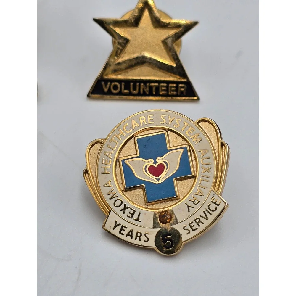Vintage Healthcare Volunteer Pin Lot Women Multicolor Good Service Award Patch